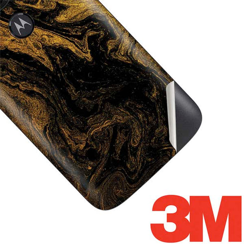 Gold and Black Marble Moto E5 Play Skin